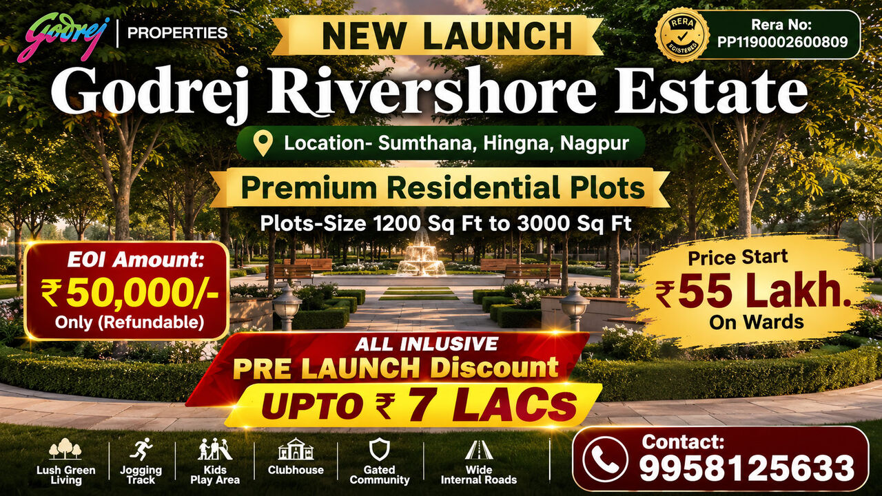 Nagpur, Residential Plots, INR 5500000,  1200 Sq. Feet,  Godrej Rivershore Estate Plots: Invest In A Premium Nagpur Township