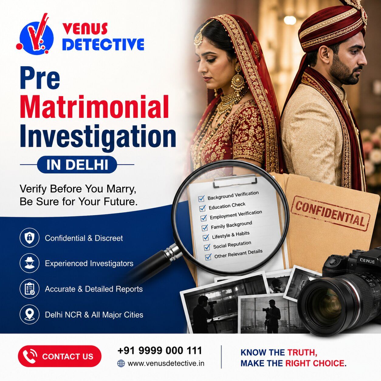 New Delhi, Legal, Pre Matrimonial Investigation In Delhi | Venus Detective