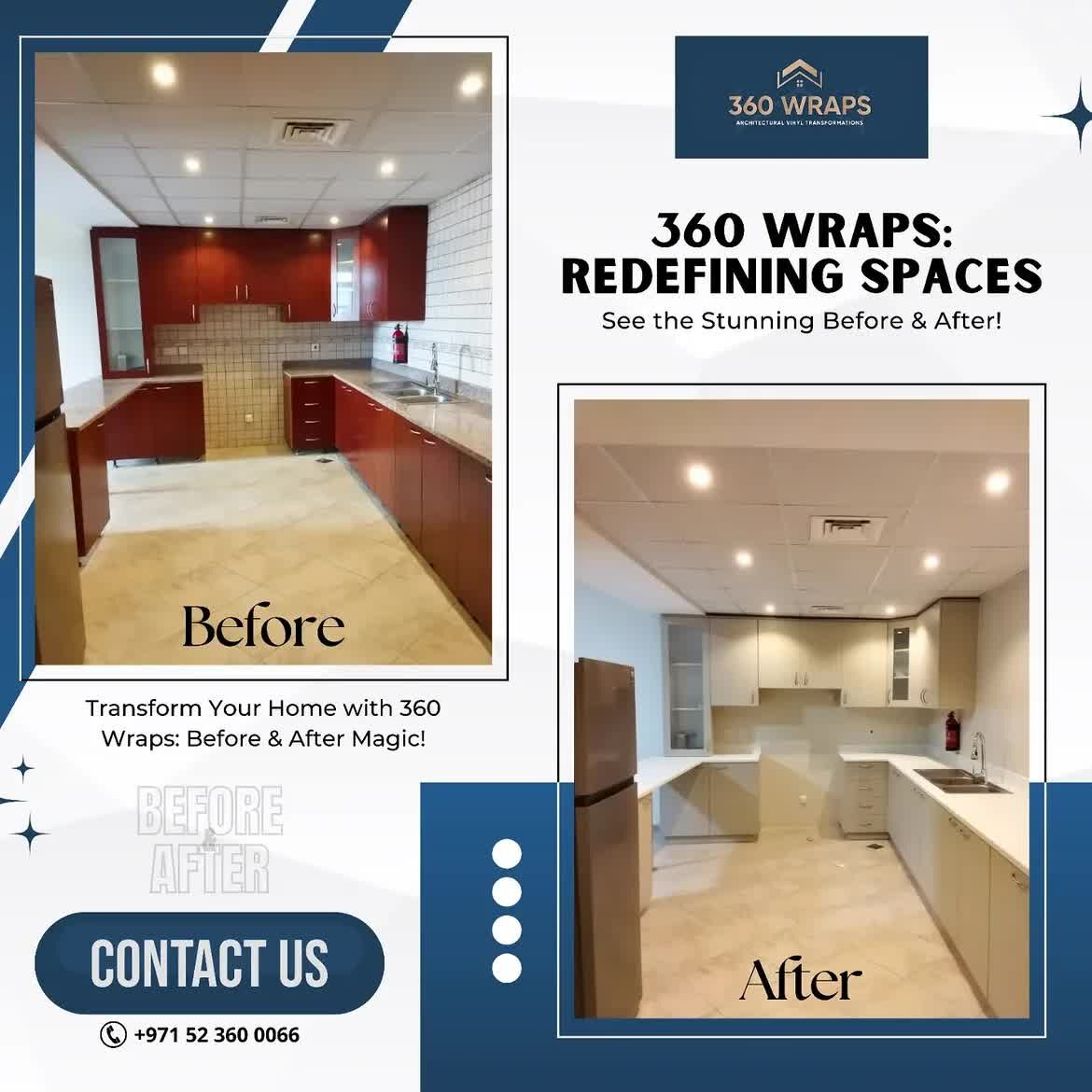 Dubai, Interior Design, Kitchen Cabinet Wrapping Dubai | Modern Kitchen Makeover By 360 Wraps