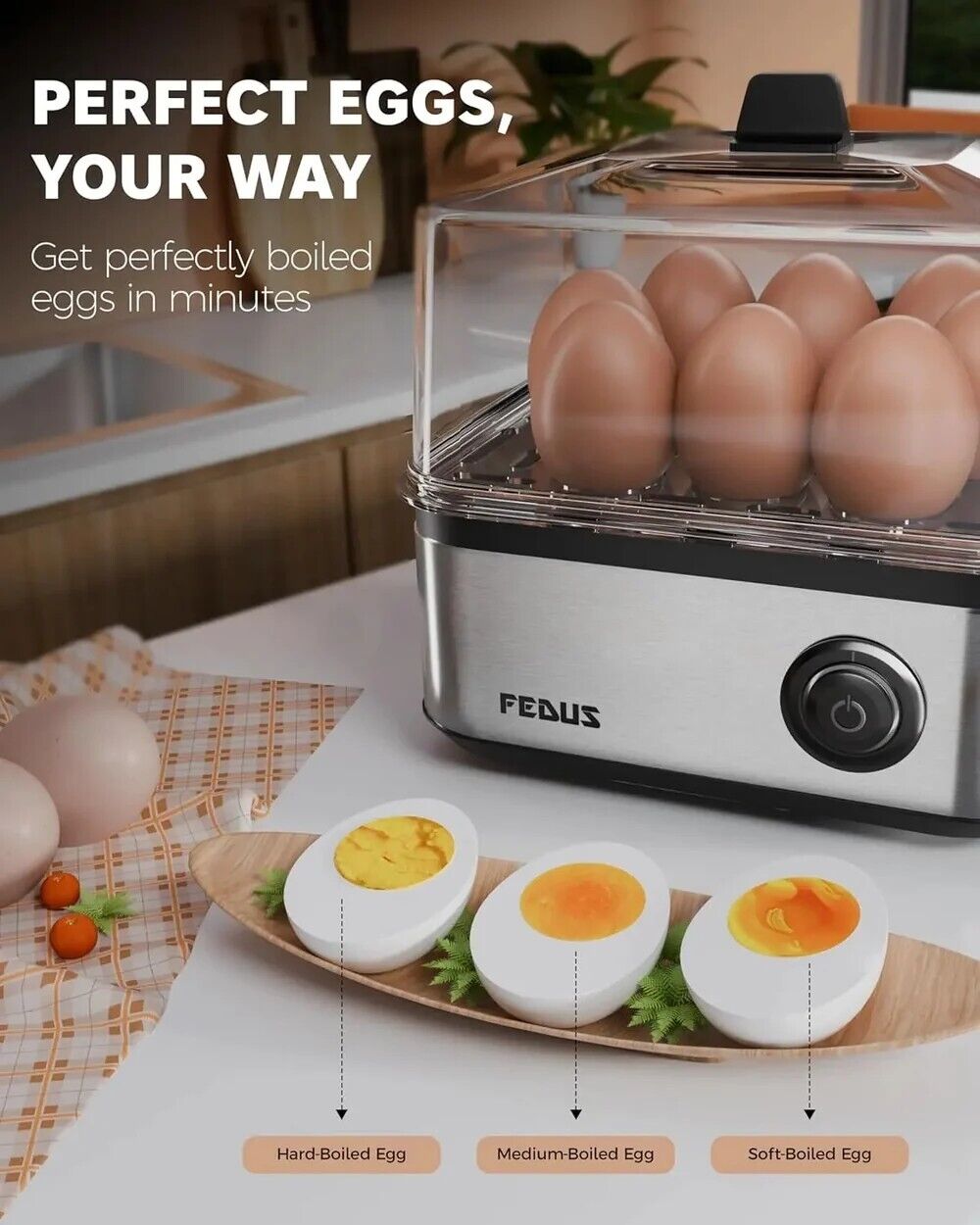 New Delhi, Electronics, INR 1499,  FEDUS EGGLINE Automatic 8 Egg Boiler Steamer