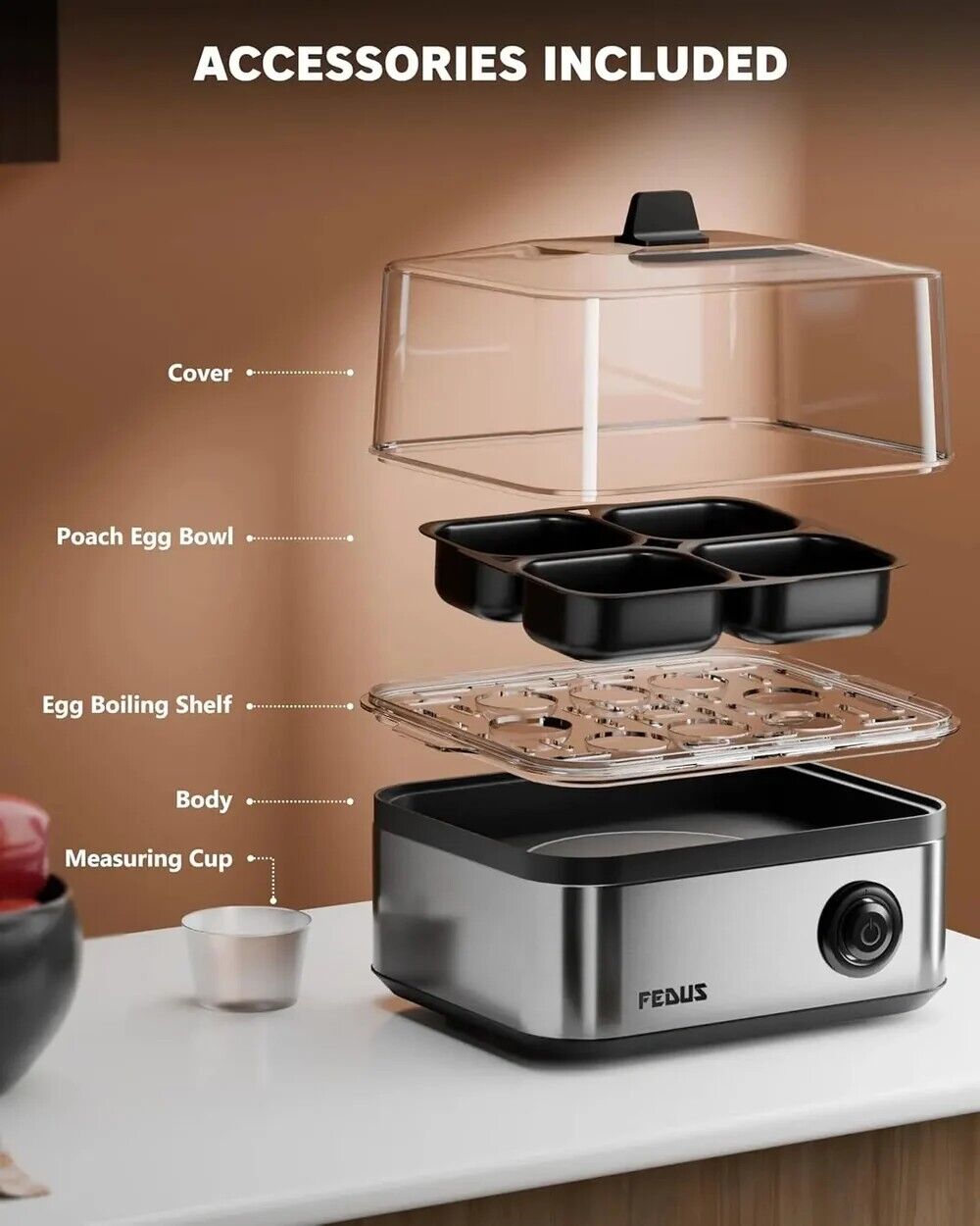 New Delhi, Electronics, INR 1499,  FEDUS EGGLINE Automatic 8 Egg Boiler Steamer