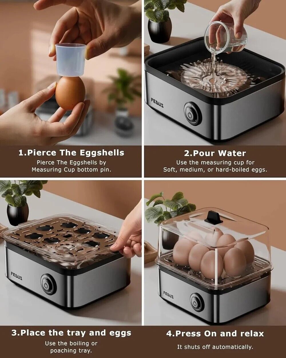 New Delhi, Electronics, INR 1499,  FEDUS EGGLINE Automatic 8 Egg Boiler Steamer