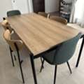 SAR 1200,  Modern Dining Table + 6 Chairs &mdash; Wood & Black Metal
