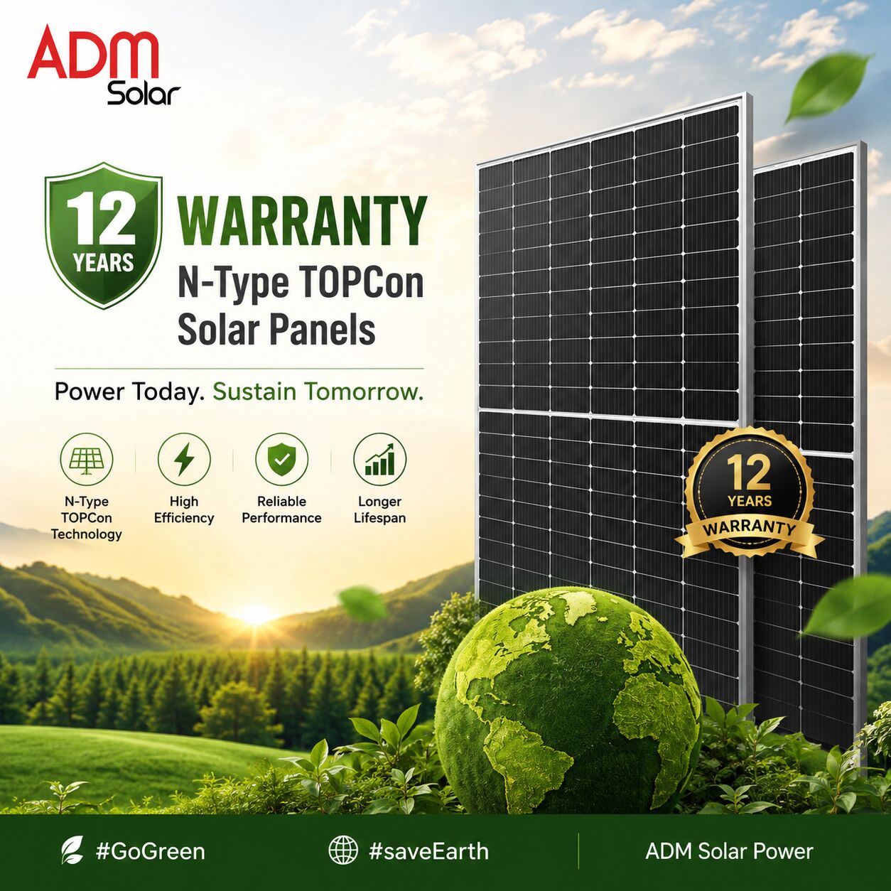 Faridabad, Electronics, INR 12100,  Solar Panels For A Small Family | ADM Solar Mono PERC Solar Panels 550W