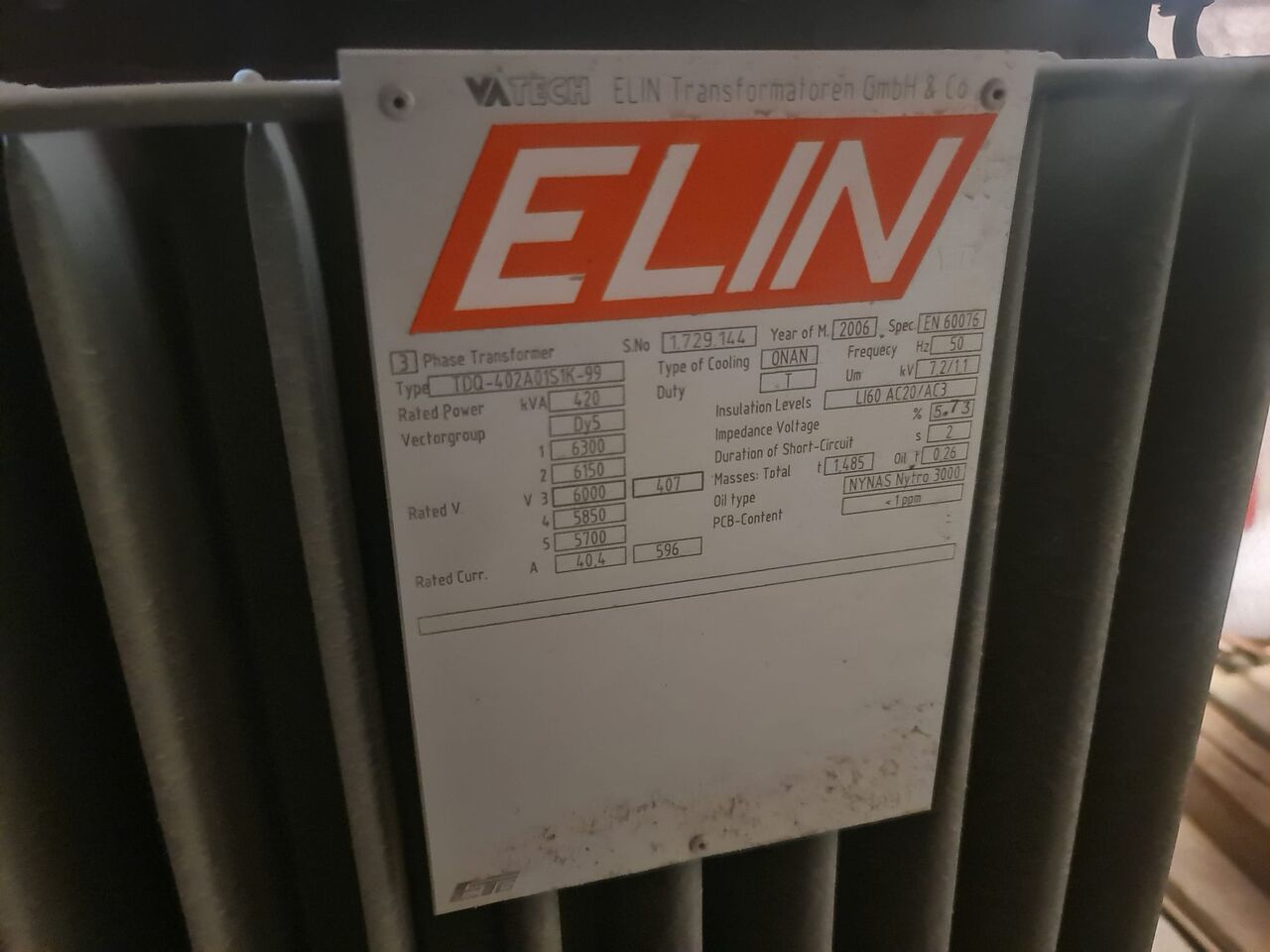 East Riffa, Industrial Machinery, BHD 2200,  ELIN 420 KVA 3-Phase Industrial Transformer &ndash; For Sale