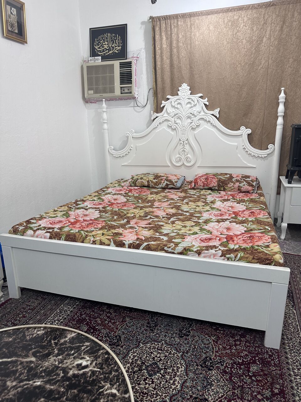 Al Naseem, Furniture, SAR 1050,  White Colour King Size Wooden Bed With Mattress
