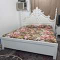 SAR 1050,  White Colour King Size Wooden Bed With Mattress