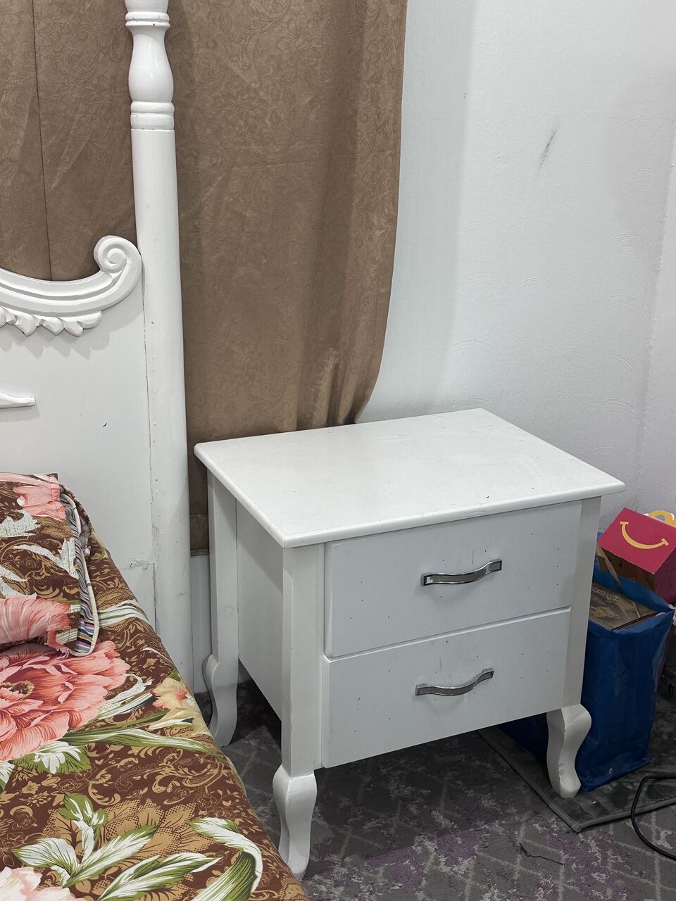 Al Naseem, Furniture, SAR 1050,  White Colour King Size Wooden Bed With Mattress