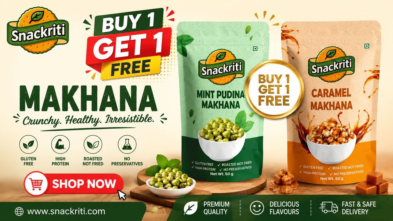 Noida, Food, INR 299,  Buy 1 Get 1 FREE On Snackriti Makhana | Shop Now