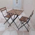 SAR 150,  Wood And Metal Indoor And Outdoor Table And Two Chairs