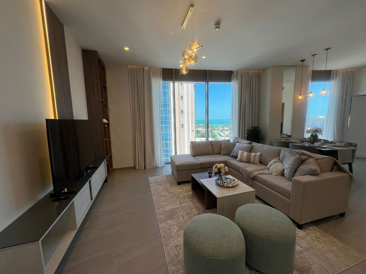 Al Seef, Apartments, Flats, Houses & Villas, BHD 450/month,  Furnished,  1 BR,  Brand-New Luxury  Sea View Apartment For Rent In Seef