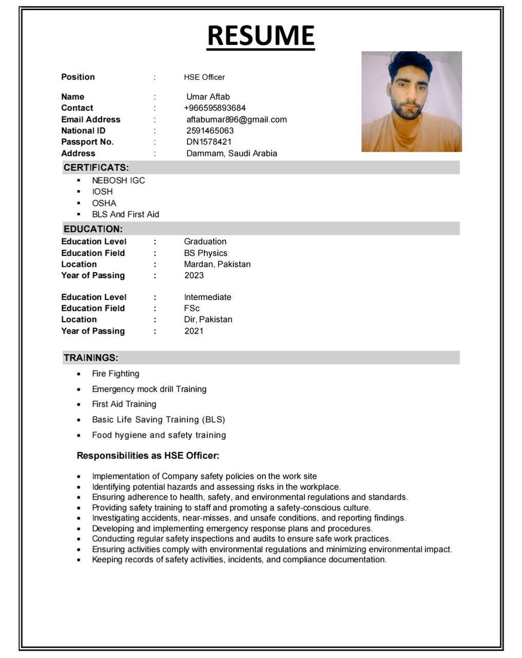 Riyadh, Job Seekers, Safety Officer