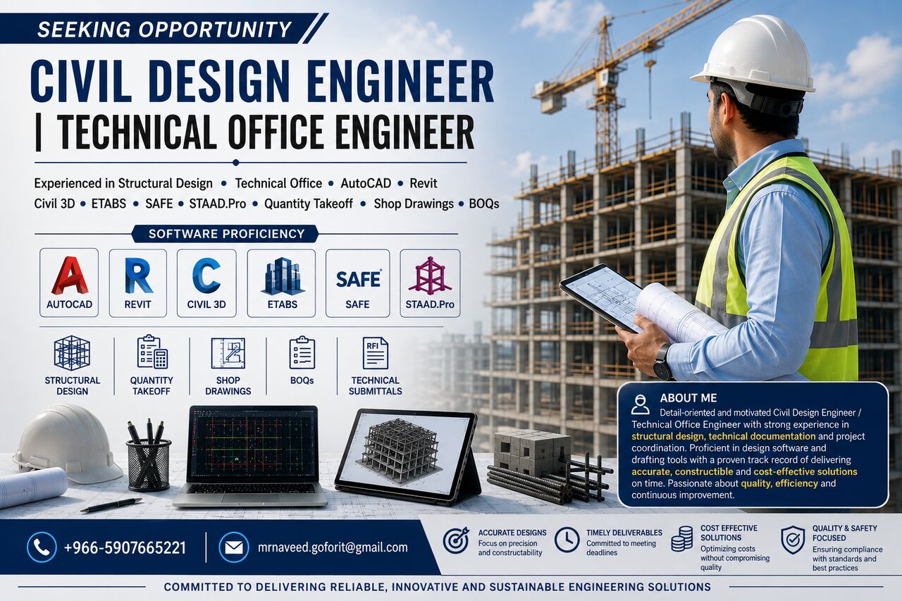 Riyadh, Job Seekers, SEARCHING FOR CIVIL DESIGN ENGINEER JOB POSITION