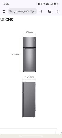 Al Aziziyah, Appliances, SAR 1500,  LG Refrigerator/Fridge (11.02 Cu. Feet/312 Ltrs.)