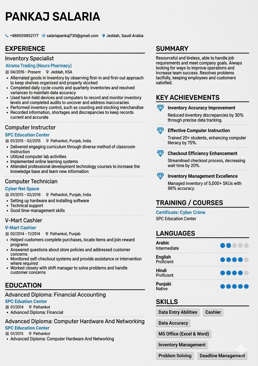 Jeddah, Job Seekers, Looking For A Job As Warehouse Assistant / Inventory Management