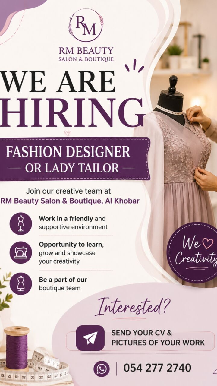 Thuqbah, Jobs, Fashion Designer/ Lady Tailor