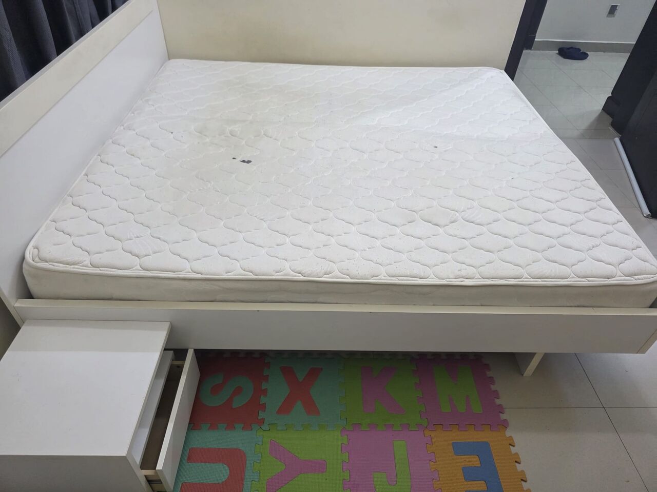 Manama, Furniture, BHD 57,  King Size Bed Cot With 2 Side Tables For Sale &ndash; Good Condition