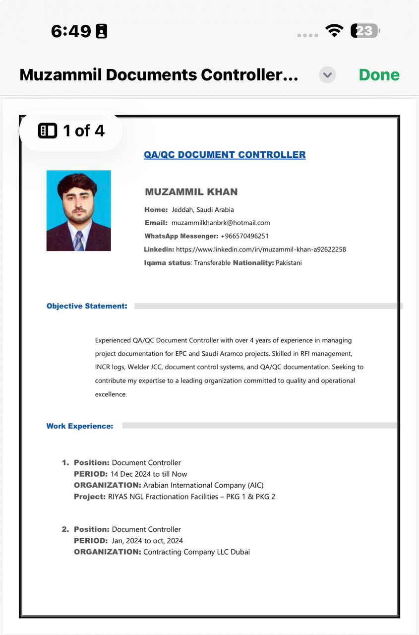 Jeddah, Job Seekers, Documents Controller