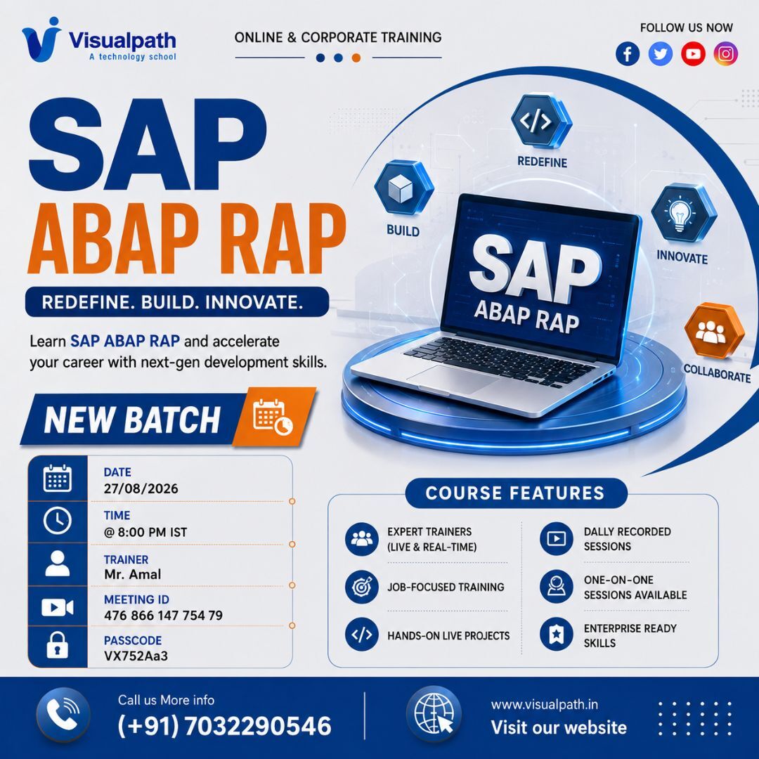 Hyderabad, Lessons Offered, SAP ABAP RAP Online Training New  Batch Starting Aug 27th