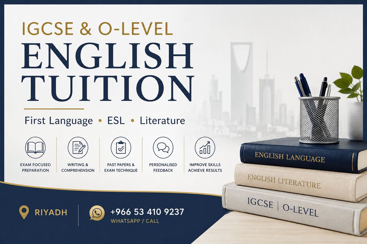 Riyadh, Lessons Offered, IGCSE & O-Level English Specialist | First Language &bull; ESL &bull; Literature | Riyadh