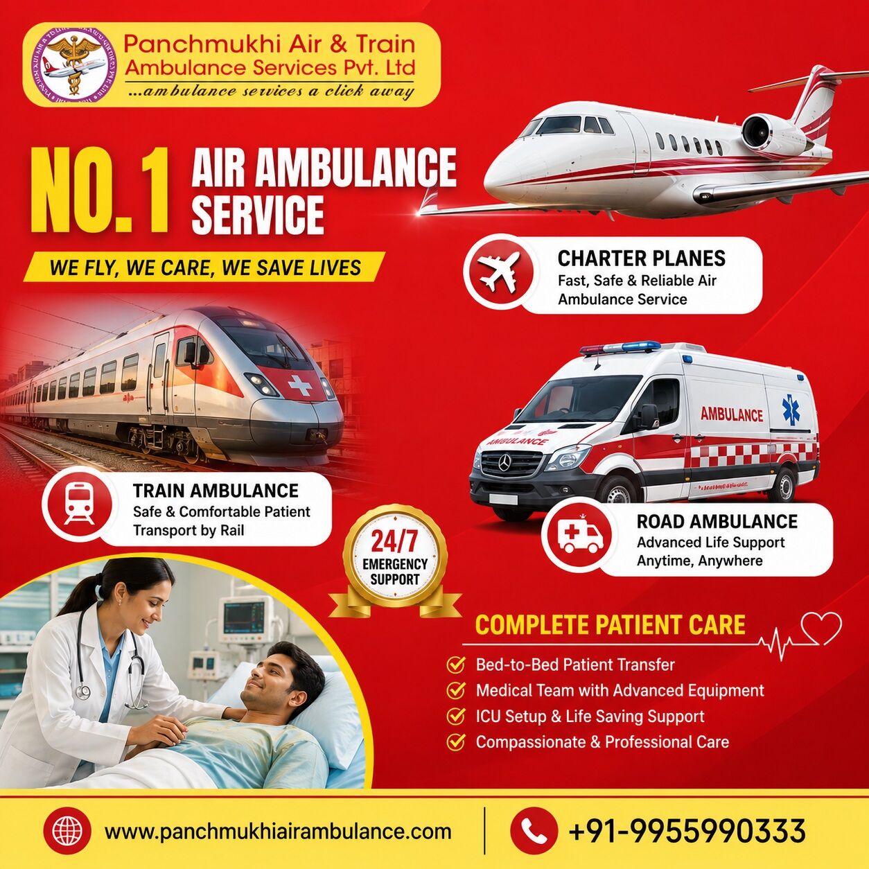 Hyderabad, Health, Panchmukhi ICU Air Ambulance In Hyderabad- Choose For Comfortable Transfers