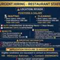 🔥🚨 URGENT HIRING – RESTAURANT STAFF 🚨🔥