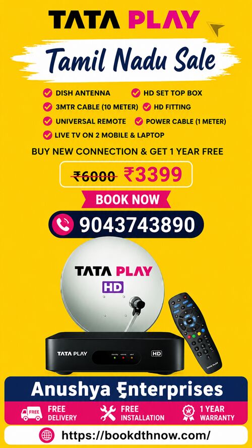 Mumbai, Electronics, INR 3600,  Tata Play New Connection In Pudukottai | Fast & Reliable DTH Service