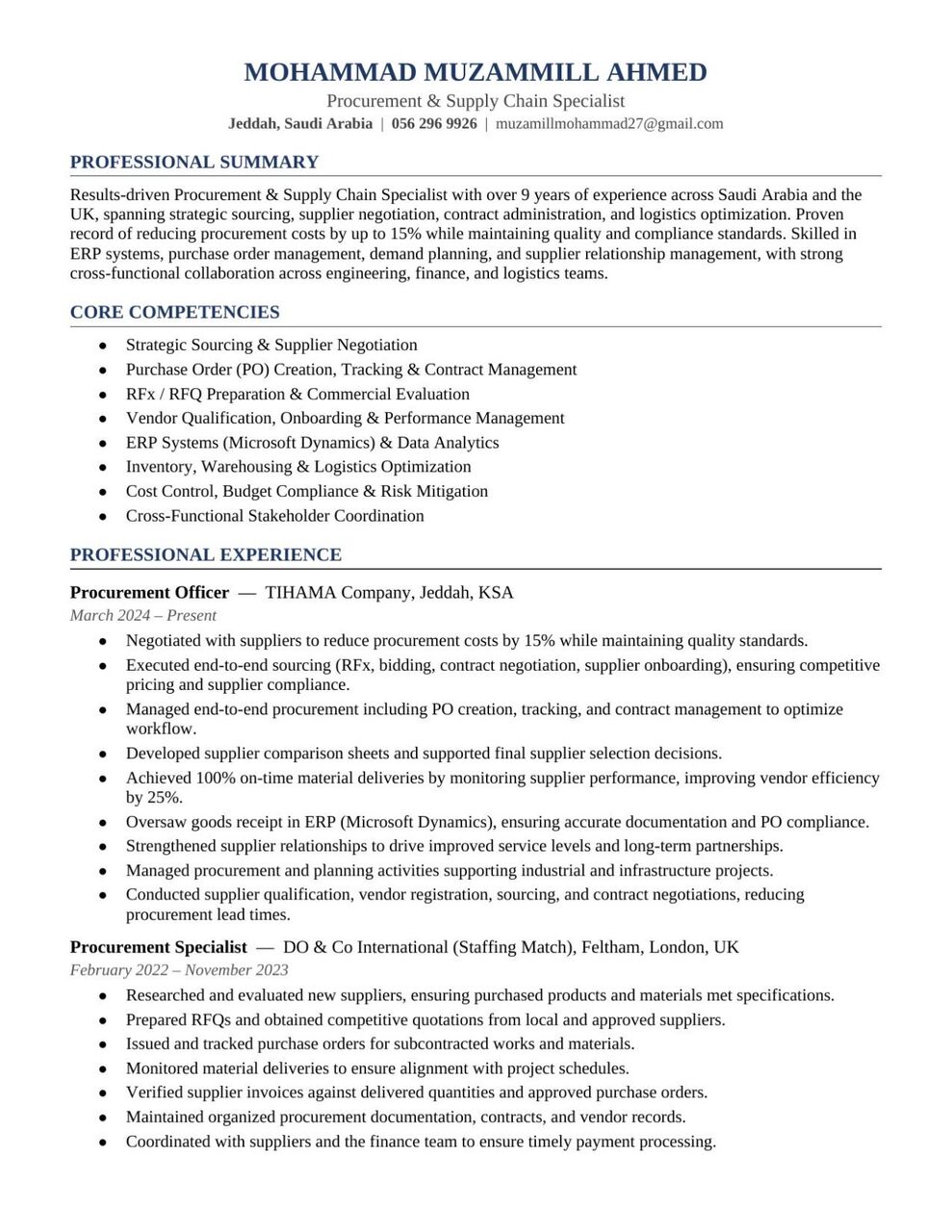 Jeddah, Job Seekers, Purchasing Officer | Looking For Job | Immediately Joining