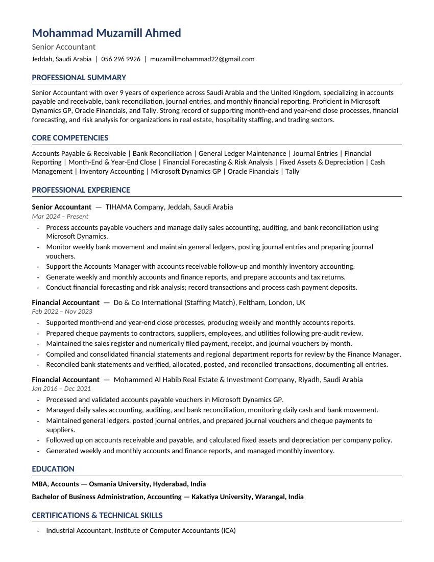 Jeddah, Job Seekers, Accountant | Looking For Job | Immediately Joining