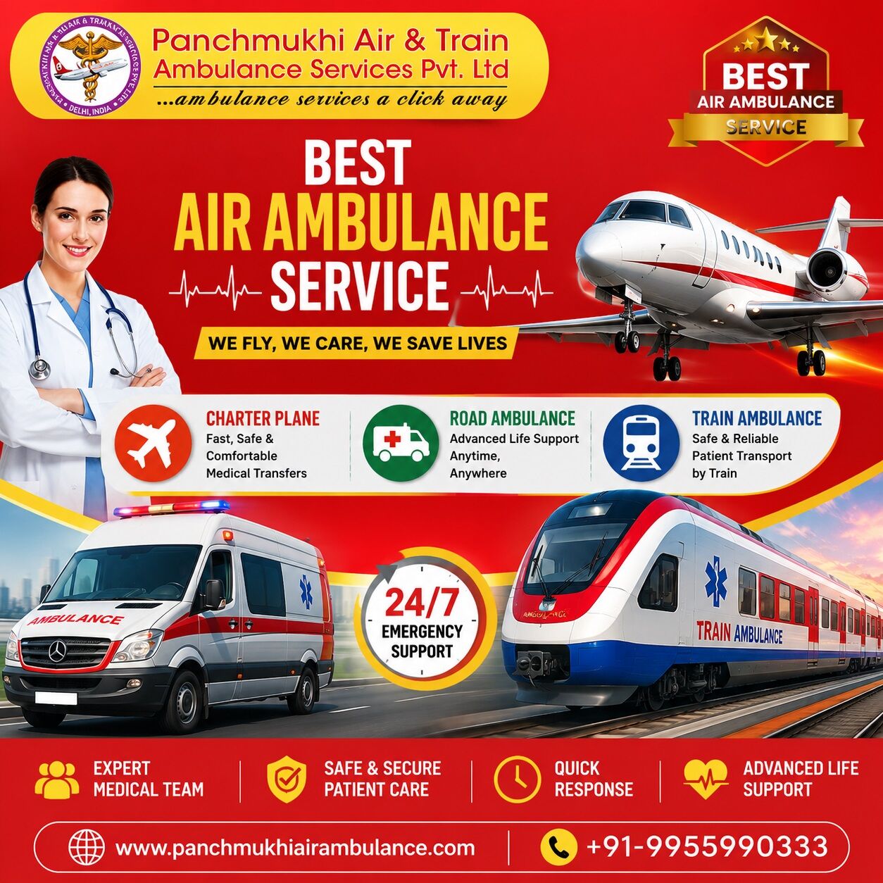 Mumbai, Health, Panchmukhi ICU Air Ambulance In Mumbai- Emergency Transportation With Care
