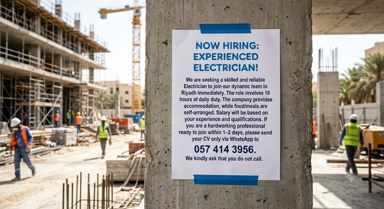 Al Wadi, Jobs, Experienced Electrician