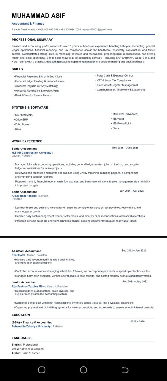 Riyadh, Job Seekers, Joiner Accountant