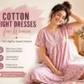 INR 770,  Short Cotton Night Dresses For Women | Knee Length Sleep Dress