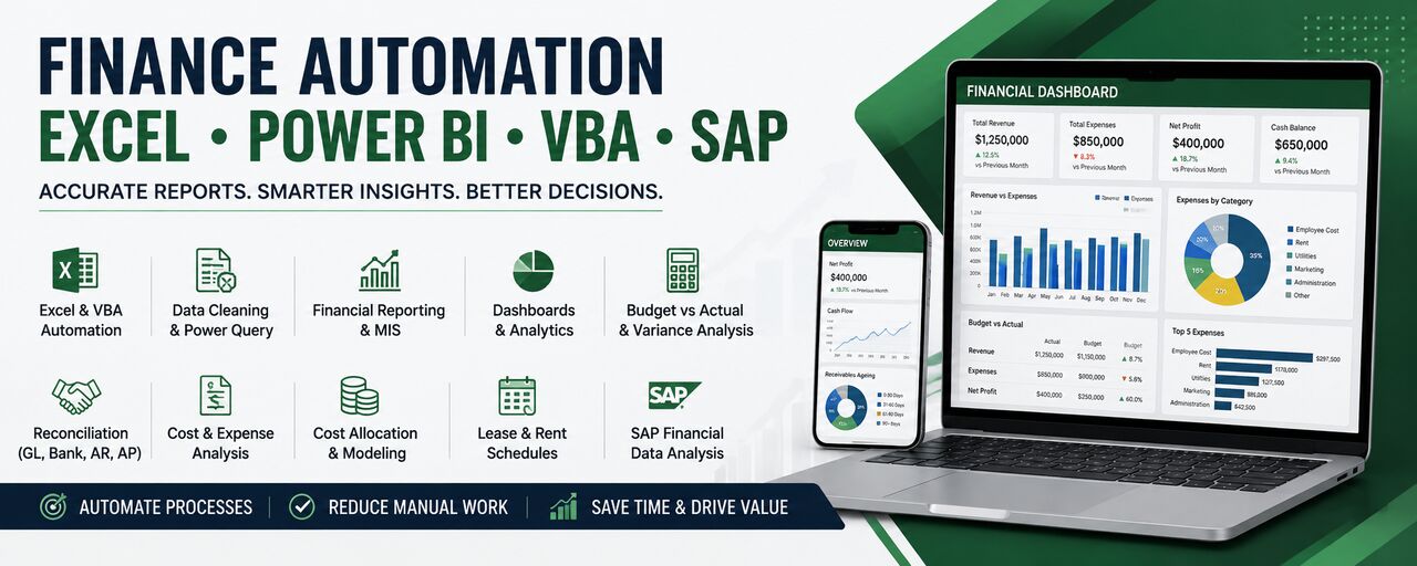 Riyadh, Job Seekers, Finance & Excel Automation Specialist | Remote | Power BI | VBA | SAP