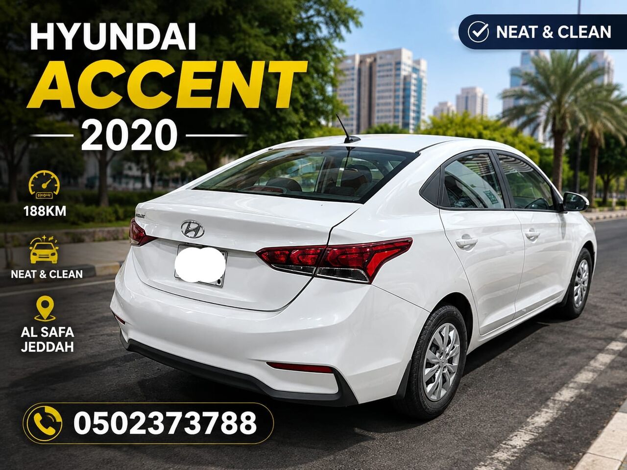 Jeddah, Vehicles, Cars & Trucks , SAR 28500,  Hyundai Accent,  2020,  Automatic,  188000 KM,   |  | White | هيونداي أكسنت