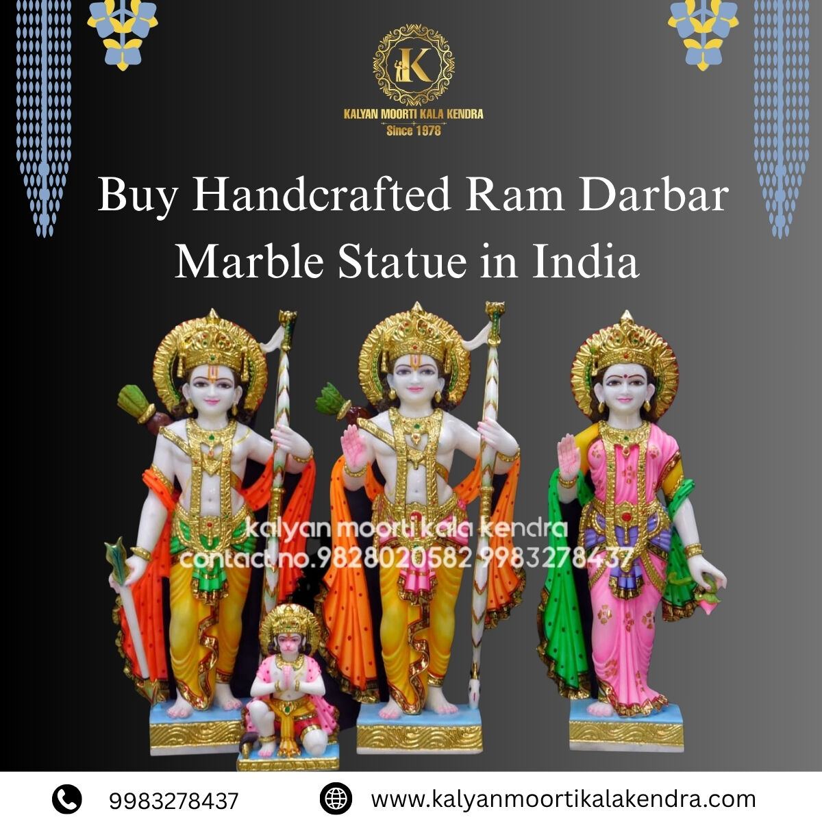 Jaipur, Farm & Garden, INR 50000,  Buy Handcrafted Ram Darbar Marble Statue In India