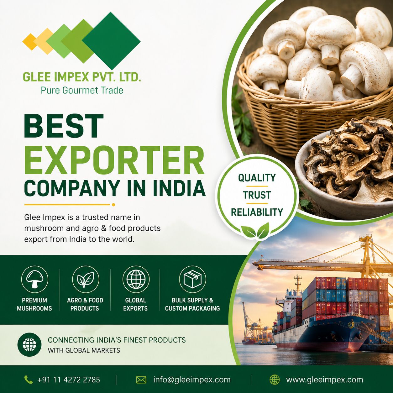 Mumbai, Food, Best Exporter Company In India | Glee Impex &ndash; Premium Mushroom & Agro Food Exports