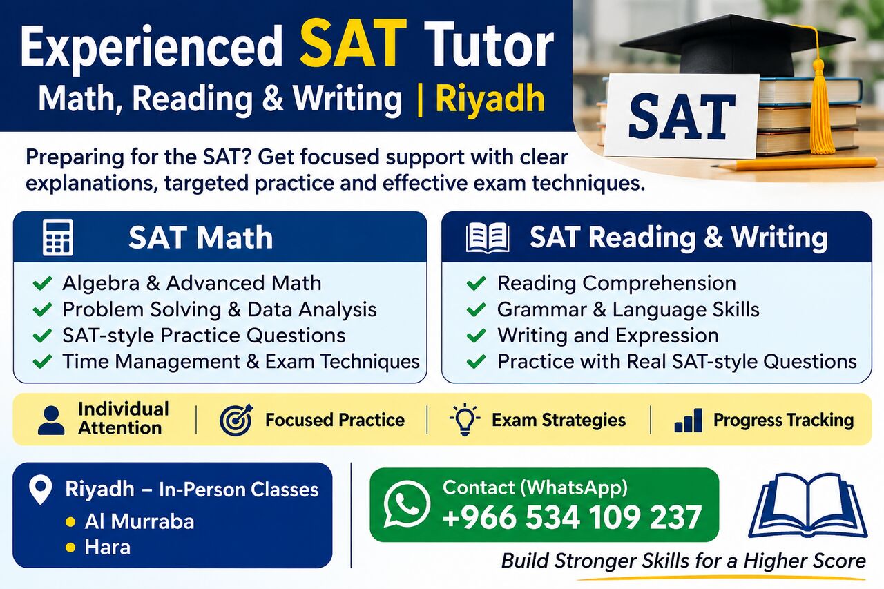 Hara, Lessons Offered, Experienced SAT Tutor &ndash; Math, Reading & Writing | Riyadh