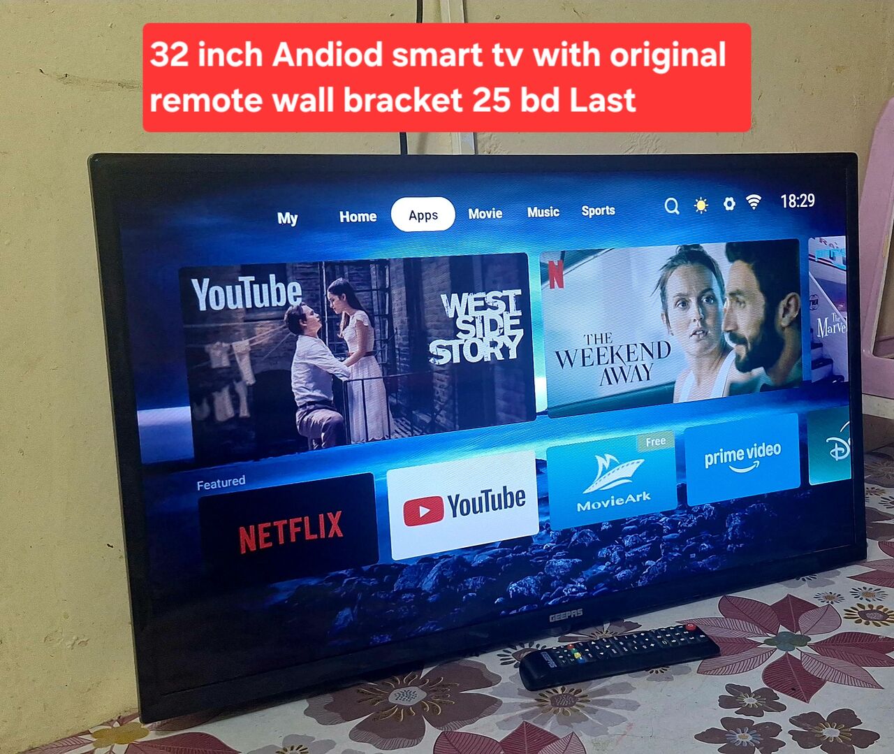 Manama, Electronics, BHD 25,  32 Inch Android Smart Tv 25 Bd With Wall Bracket Original Remote Msg 3670 8372 Wts Ap