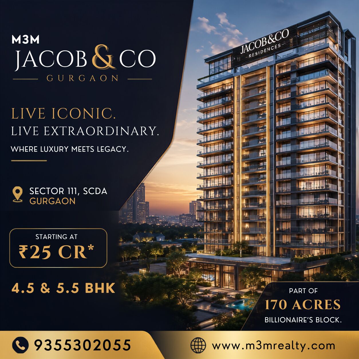 Gurgaon, Real Estate For Sale, INR 250000000,  5 BR,  6500 Sq. Feet,  M3M Jacob & Co Residences- Luxury Living In Sector 111 Gurgaon