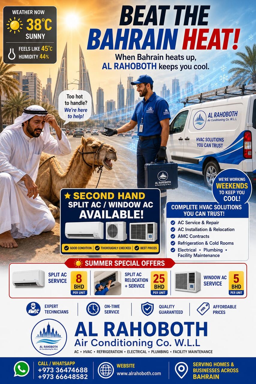 Galali, Air Conditioning, AC SERVICE SLOTS AVAILABLE &ndash; AL RAHOBOTH Air Conditioning Co W.l.l