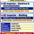 QC Inspector Electrical & Instrumentation, QC Inspector Welding- CBT & Aramco Approved