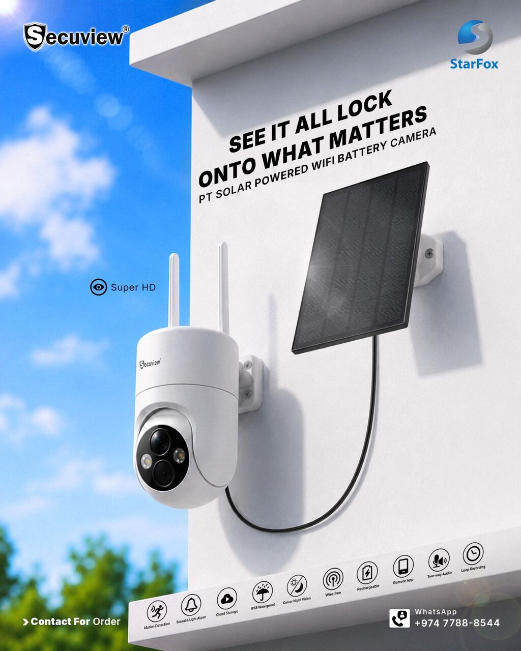 Doha, Electronics, QAR 1,  Secuview PT Solar Powered WiFi Camera