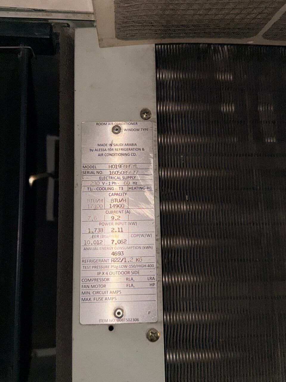 Hara, Air Conditioners, SAR 600,  Gibson Air Conditioners 1.5 TON