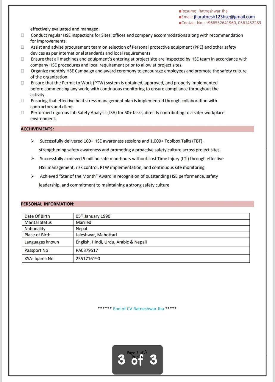 Dammam, Job Seekers, Safety Officer