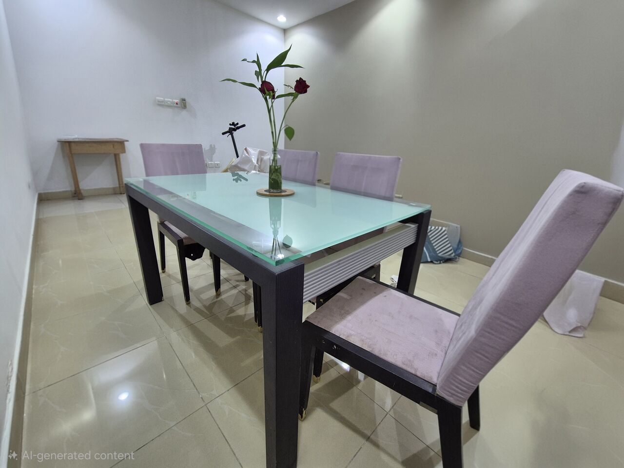 Al Malqa, Furniture, SAR 450,  Premium CityW Dining Table Set With 4 Chairs (Glass Top)