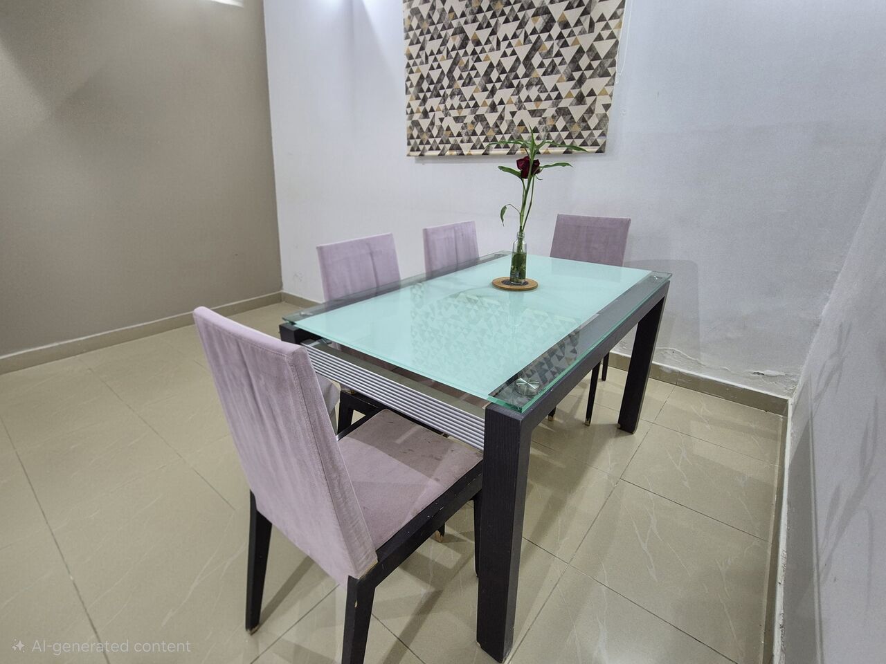 Al Malqa, Furniture, SAR 450,  Premium CityW Dining Table Set With 4 Chairs (Glass Top)