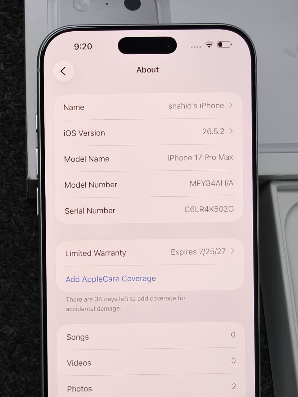 Al Rahmaniyah, Mobile Phones, SAR 4650,  IPhone 17 Pro Max 256gb Silver New Just Open Box