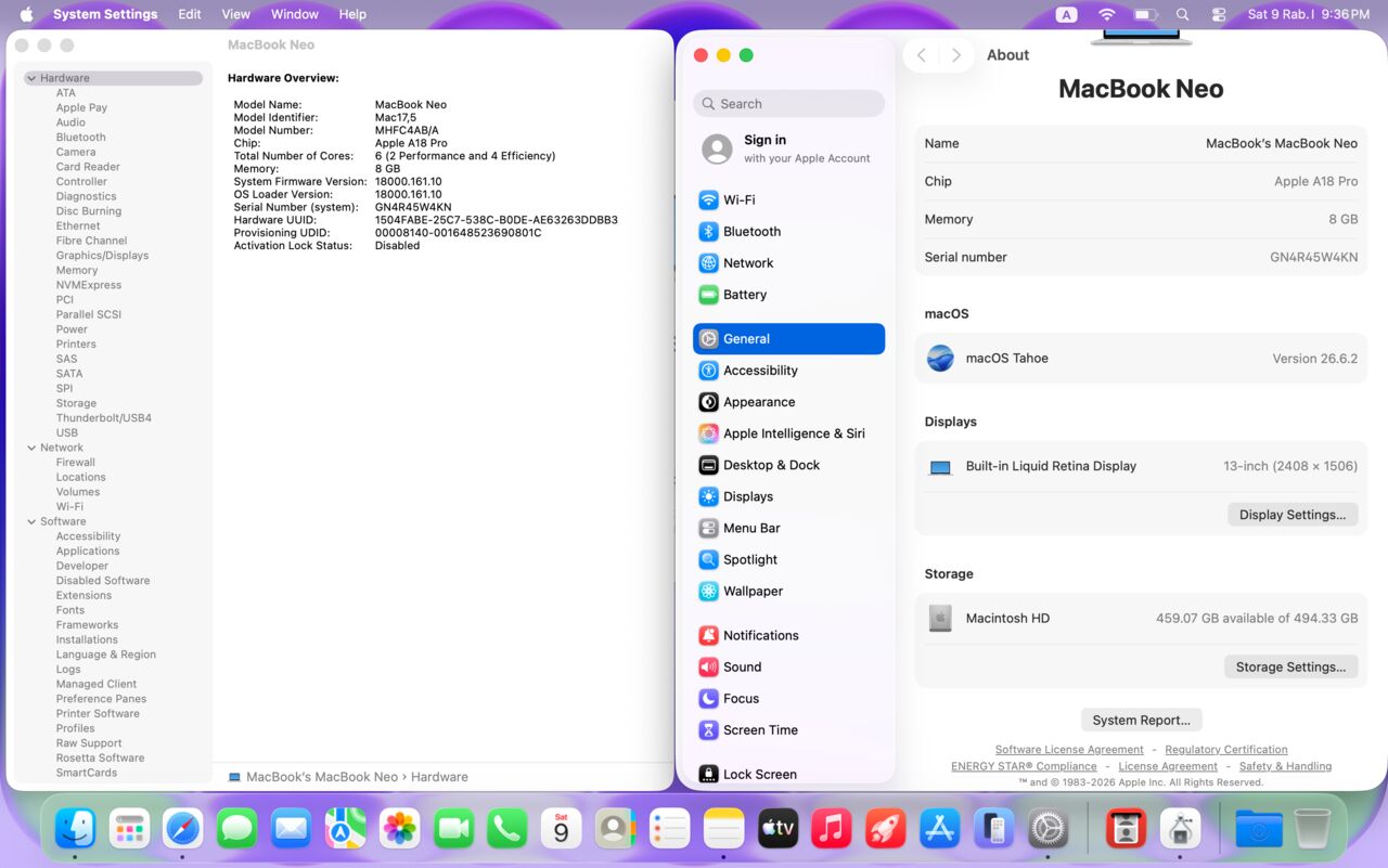 Riyadh, Computers, SAR 2999,  MacBook Neo Blue 13 Inch 2026 A18 Pro RAM 8GB SSD 512 GB B.C 2(100)