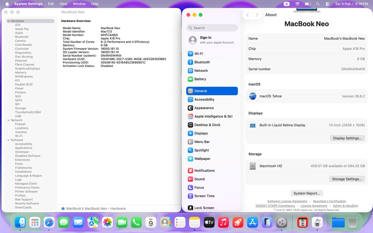 Riyadh, Computers, SAR 2999,  MacBook Neo Blue 13 Inch 2026 A18 Pro RAM 8GB SSD 512 GB B.C 2(100)